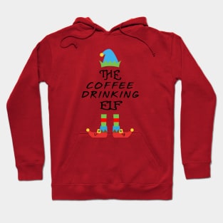 The Coffee Drinking Elf Matching Family Group Christmas Party Hoodie